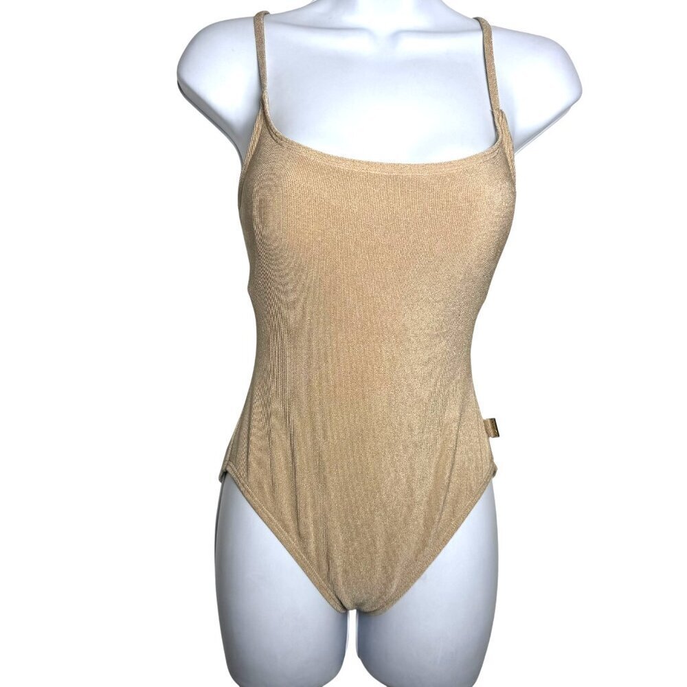 Michael Kors nude tone one piece swimsuit size 6 adjustable straps - Picture 9 of 9